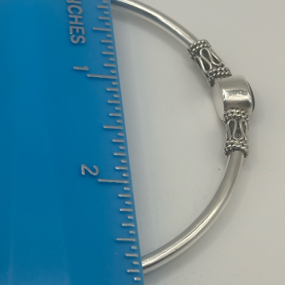 Black Agate Gemstone 925 bracelet - Picture 4 of 6